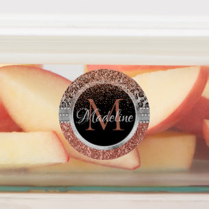 Etiquetas Na moda Glitter Leopard Monograma de Dourada Girly