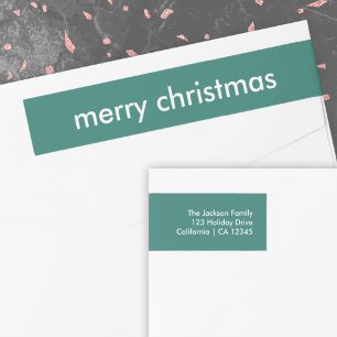 Etiquetas Na moda Natal Endereço de retorno verde simples