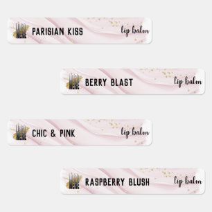 Etiquetas Na moda Pink Watercolor Lip Balm Com Logotipo