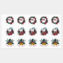 Natais vintages Evergreen Red Robin Poinsettia