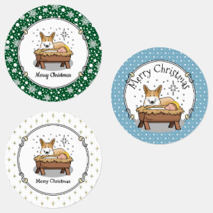 Etiquetas Natal Natividade Pembroke Welsh Corgi (vermelho1)