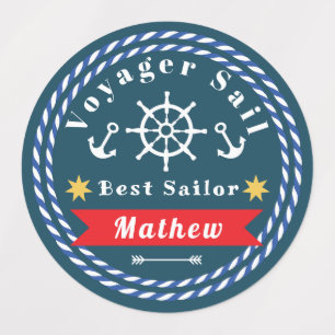 Etiquetas Náutica Voyager Melhor Marinheiro Azul Sark