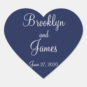 Etiquetas náuticas azuis do casamento do coraçã