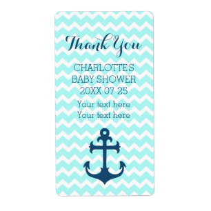 Etiquetas náuticas azuis do favor do chá de