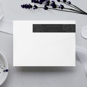 Etiquetas Negra Dramática sobre Casamento Floral Negro
