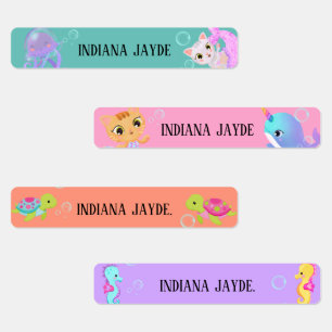 Etiquetas No mar com rótulos de nome à prova de água.