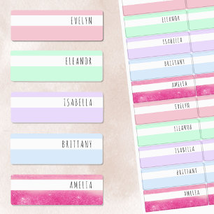 Etiquetas Nome à prova d'água do Pastel e Shimmer Skinny
