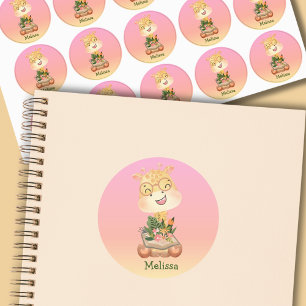 Etiquetas Nome da Girafa da Flor Rosa-Cor-de-Rosa