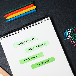 Etiquetas Nome das Crianças da Paleta Verde Simples Pastel