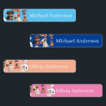 Etiquetas Nome das Crianças de Cachorro Cachorro<br><div class="desc">Um rótulo de roupa de design com padrão de Cachorro Puppy com ilustrações de cor d'água de diferentes raças de cães, tais como Dalmatian, German shepherd, Bulldog, Pug, Poodle, Spaniel. Todo o texto pode ser alterado, permitindo que você use até 4 nomes diferentes em tipografia escrita à mão. Se quiser...</div>