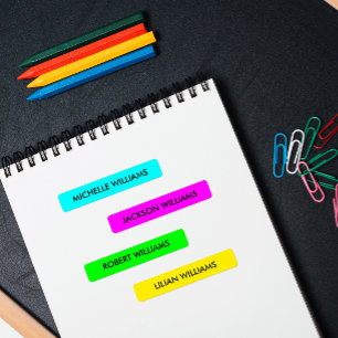 ETIQUETAS NOME DE CRIANÇAS AMARELAS VERDE FUCHSIA AMARELA AZ