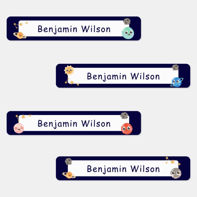 Etiquetas Nome de Crianças Personalizadas do Espaço em Água  (Grupo)