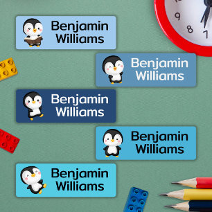 Etiquetas Nome do Acampamento de Creche Escolar Pinguim Fofo