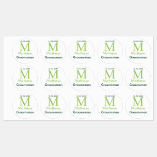 Etiquetas nome do padrinho verde letra data masculino pastel