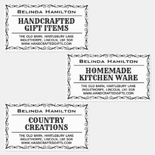 Etiquetas Nome e descrição do produto Crafter em uma etiquet