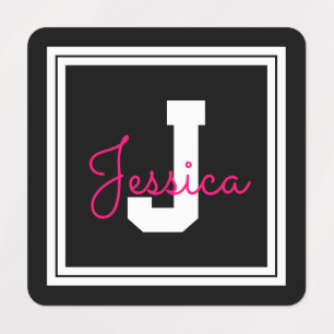 Etiquetas Nome e Monograma de Cute  Vestuário Preto-Branco 