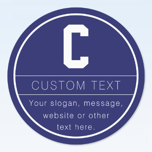 Etiquetas Nome exclusivo e Modelo Monograma   Azul Marinho