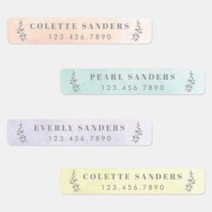 Etiquetas Nome Personalizado Aquarela Pastel