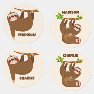 Etiquetas Nome Personalizado & Cor Sloth Fofo