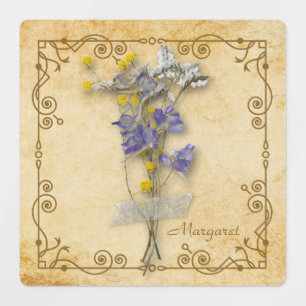 Etiquetas Nome personalizado das flores decorativas secas em