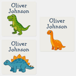 Etiquetas Nome Personalizado de Dinossauro para Crianças na 