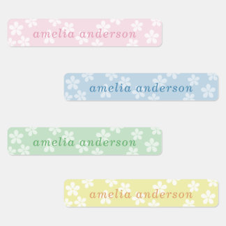 Etiquetas Nome Personalizado Floral de Primavera Pastel Impe