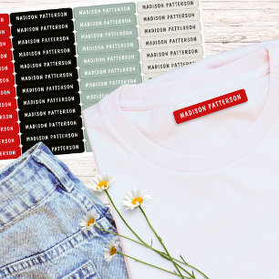 Etiquetas Nome Personalizado Moderno Vermelho Preto Sage Mar