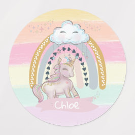 Etiquetas Nome Personalizado 🦄 Rainbow Unicorn Girl