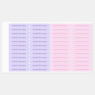 Etiquetas Nome personalizado rosa/púrpura Vestuário de Tecid