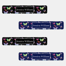 Etiquetas Nome Pessoal Borboletas Brilhantes Roxas Elegantes