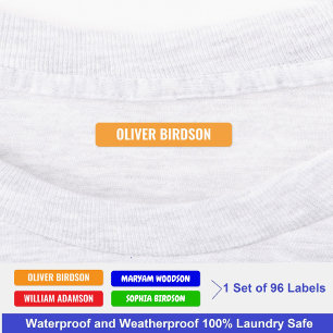 Etiquetas Nomes Coloridos Autocolantes para Roupas, Impermeá