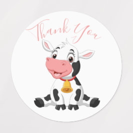 Etiquetas obrigado de aniversário de vaca