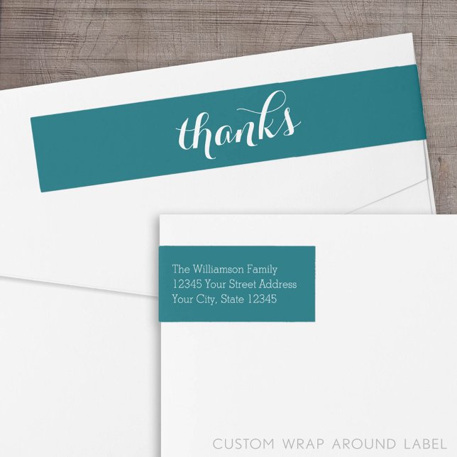 Etiquetas Obrigados com família personalizada azul (Custom Thank You Label)
