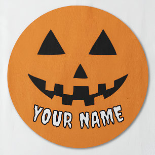 Etiquetas Orange Pumpkin Personalizado Halloween Seu Nome