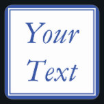 Etiquetas ou rótulos azuis e brancos com texto per<br><div class="desc">Essas etiquetas personalizadas de adesivos apresentam texto azul marinho em um fundo branco com borda azul. Você pode usar esses adesivos personalizados como etiquetas de presentes, etiquetas de favoritos de casamento ou personalizá-los para qualquer outro evento ou ocasião. O texto pode ser personalizado na página de pedido do produto. Certifique-se...</div>