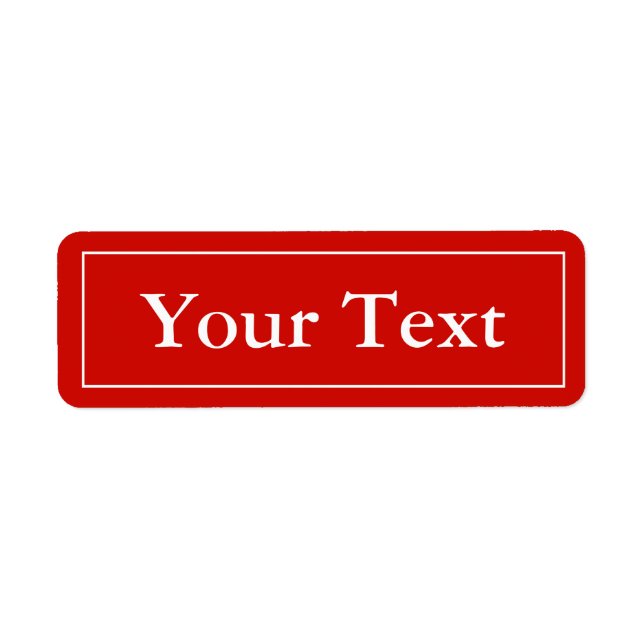Etiquetas ou rótulos vermelhos e brancos com texto (Frente)