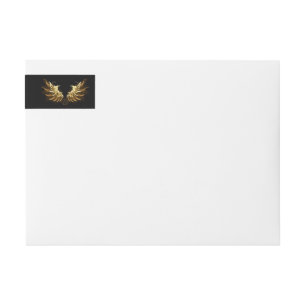Etiquetas Ouro Angel Wings sobre fundo preto