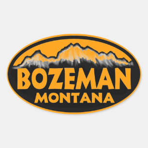 Etiquetas ovais alaranjadas de Bozeman Montana