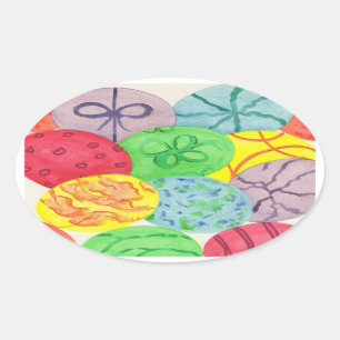 Etiquetas ovais coloridas dos ovos da páscoa