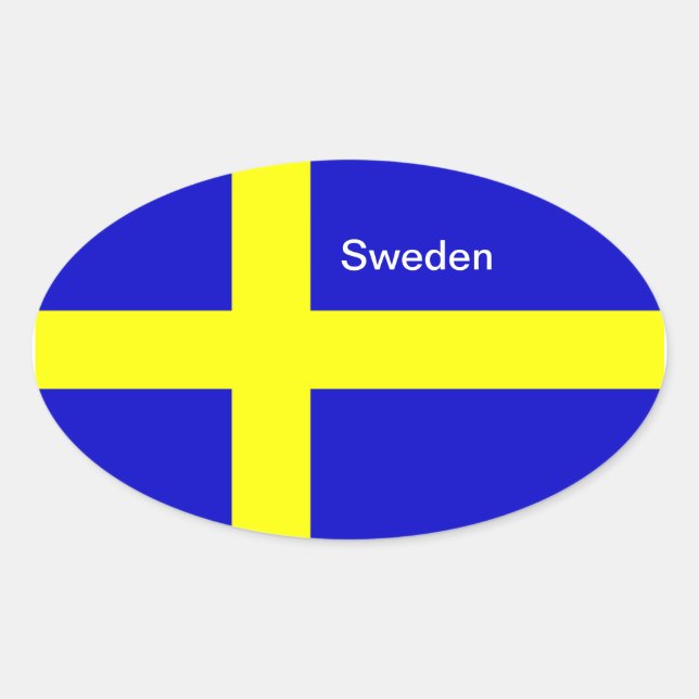 Etiquetas ovais com bandeira de suecia (Frente)