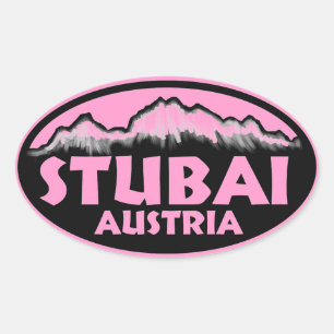 Etiquetas ovais cor-de-rosa de Stubai Áustria