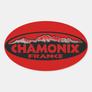 Etiquetas ovais vermelhas de Chamonix France