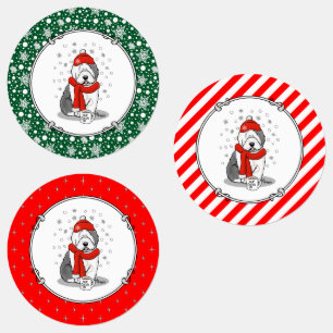 Etiquetas Ovino (Vermelho) Antigo Cão Inglês (Cinza 1) Bon