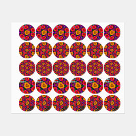 Etiquetas Padrão de Buquê de margarida colorida