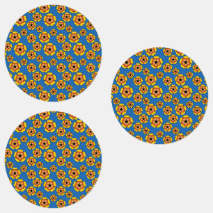 Etiquetas Padrão de Flores de Laranja Amarelo