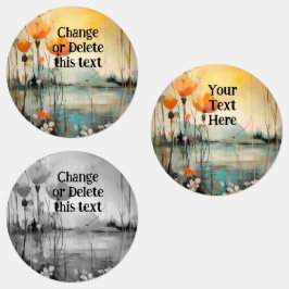 Etiquetas Paisagem de Abstrato com papoilas vermelhas