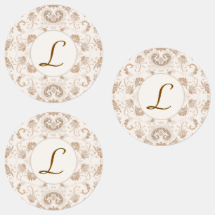 Etiquetas Paisley em Beige Aestética Moderna Tan Brown Init.