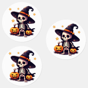Etiquetas Palhetas de Halloween de Bruxas de Esqueleto Bonit