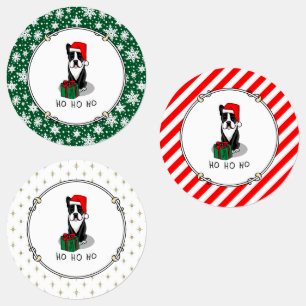 Etiquetas Papais noeis de Natal Boston Terrier (preto)