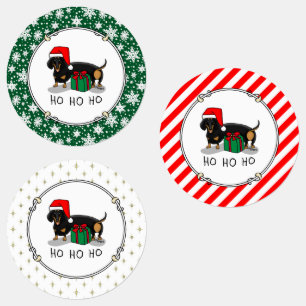 Etiquetas Papais noeis de Natal Dachshund (S preto e bronzea